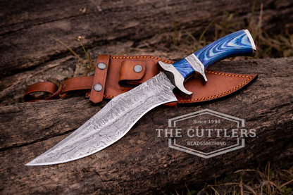 Hand-Forged Damascus Hunting Knife – 15″ Fixed Blade