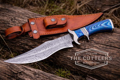 Hand-Forged Damascus Hunting Knife – 15″ Fixed Blade