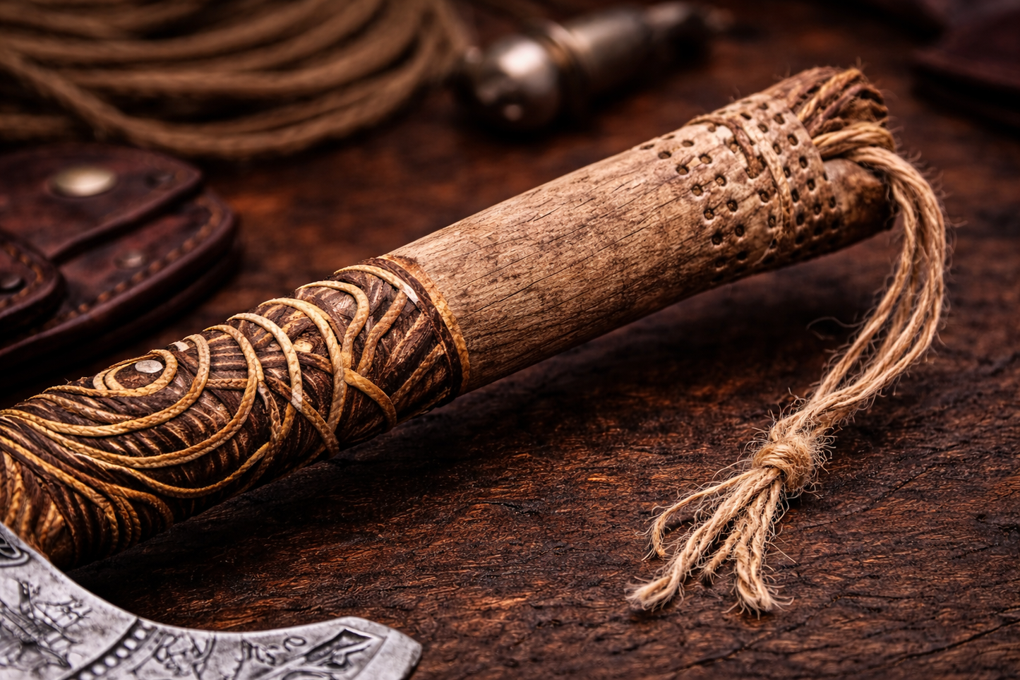 Hand-Forged Viking Axe – Engraved Steel Head, Wooden Handle | The Cuttlers